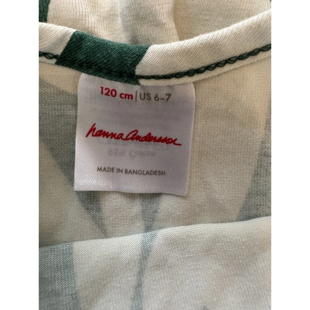 Hanna Andersson Cotton Girl's Green & White Floral Dress Sz 120/6-7 Darling!